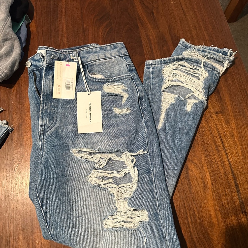 Distressed Blue Jeans